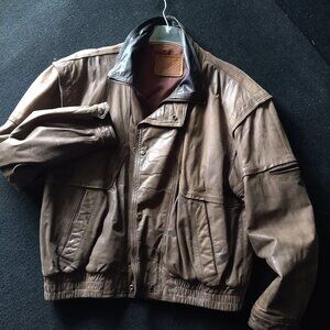 Leather bomber jacket